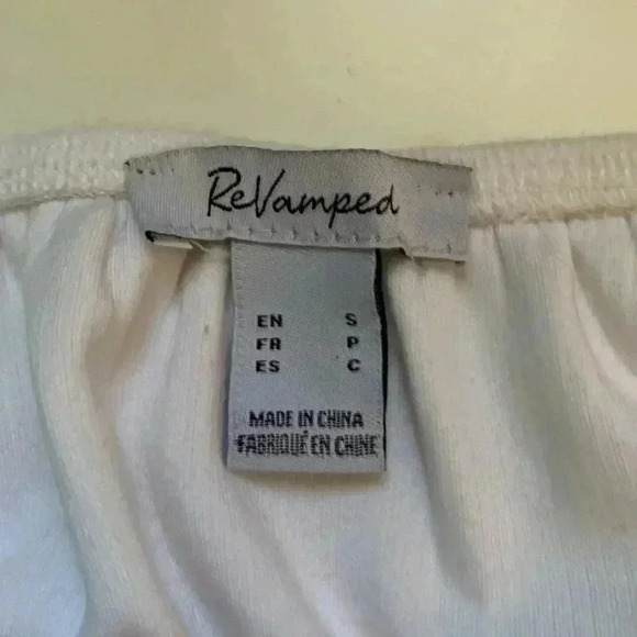 Revamped bright  white, off the shoulder, button up, cropped tank top - Picture 5 of 5